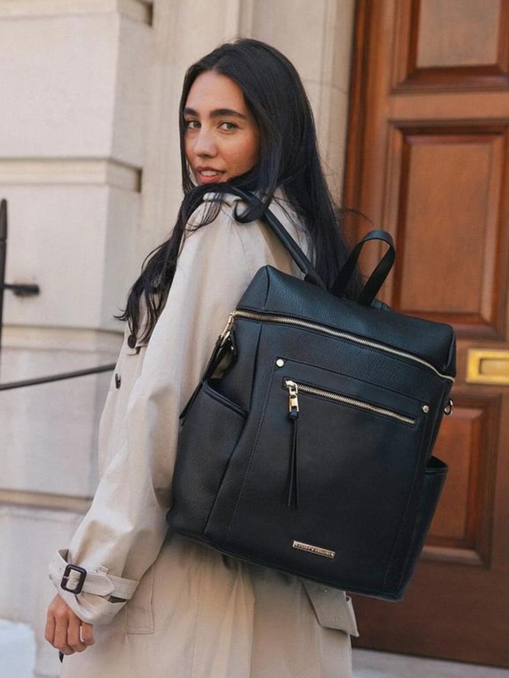 Poppy & Peonies Commuter Backpack [Black]